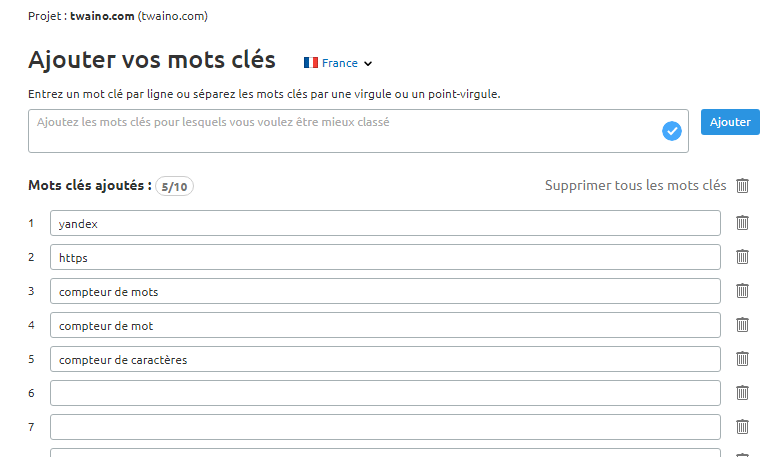 Ajout de mots cles