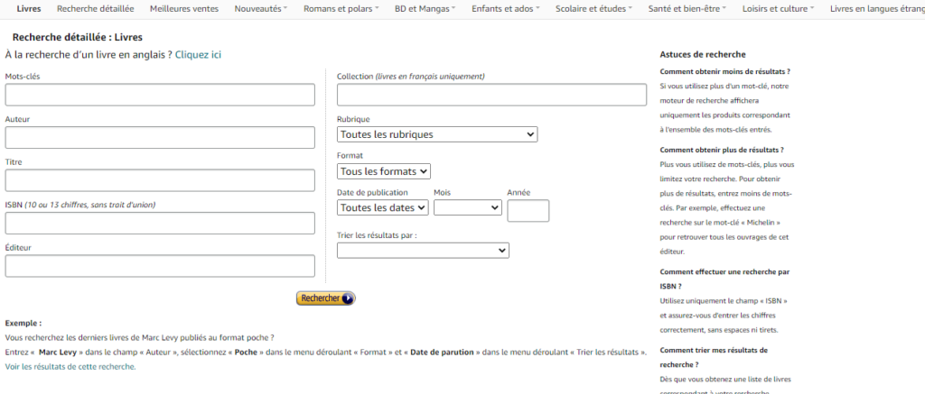 Recherche de livre Amazon