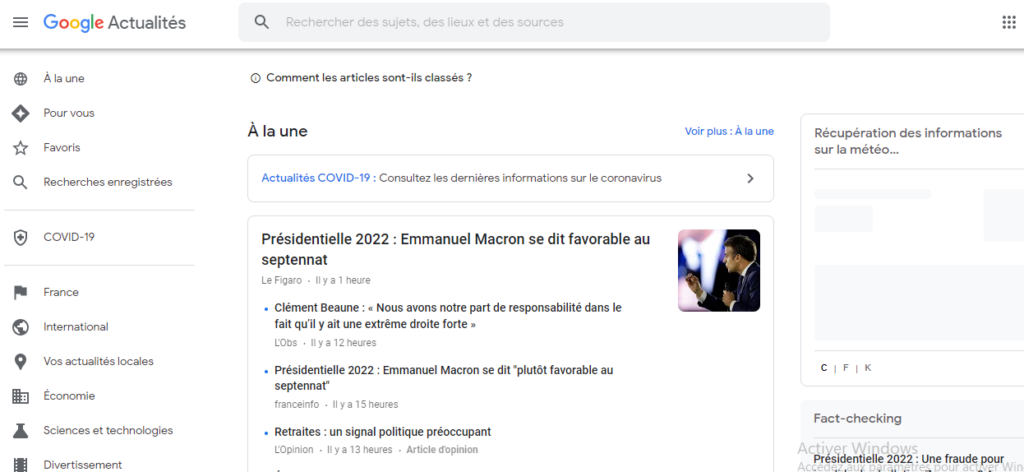 Google Actualites A la une