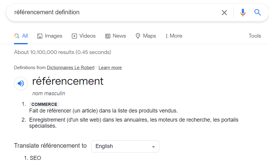 Recherche definition d un terme