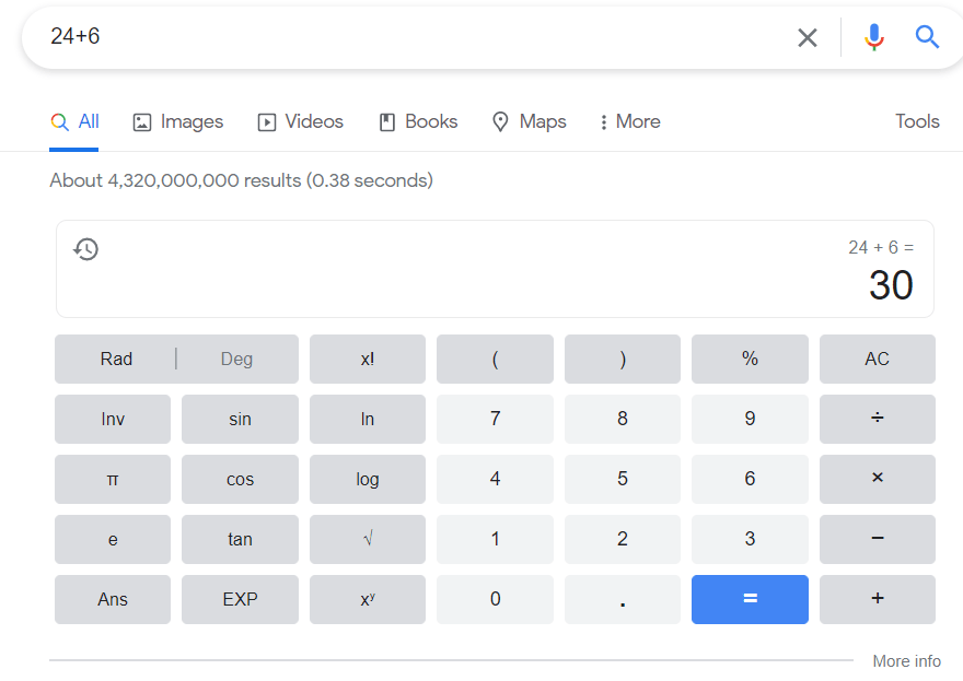 Calculer dans la barre de recherche