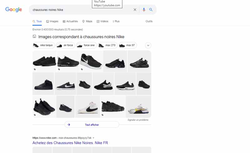 Recherche chaussures noires Nike