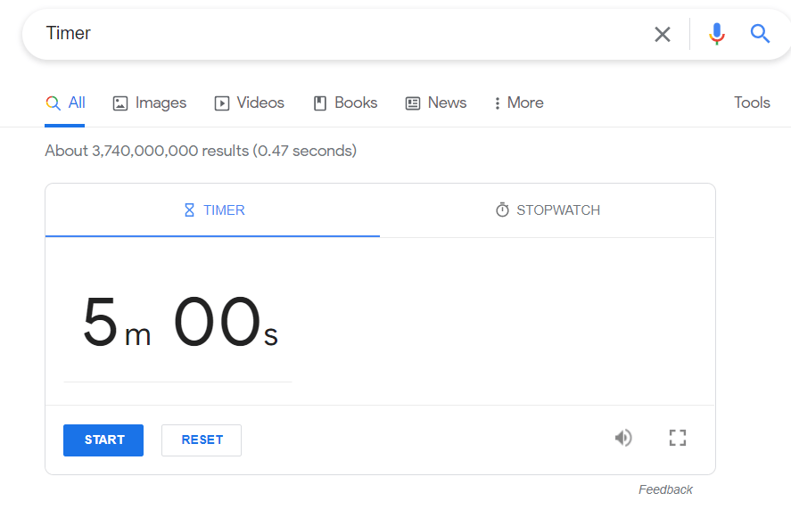 Chronomètre sur Google