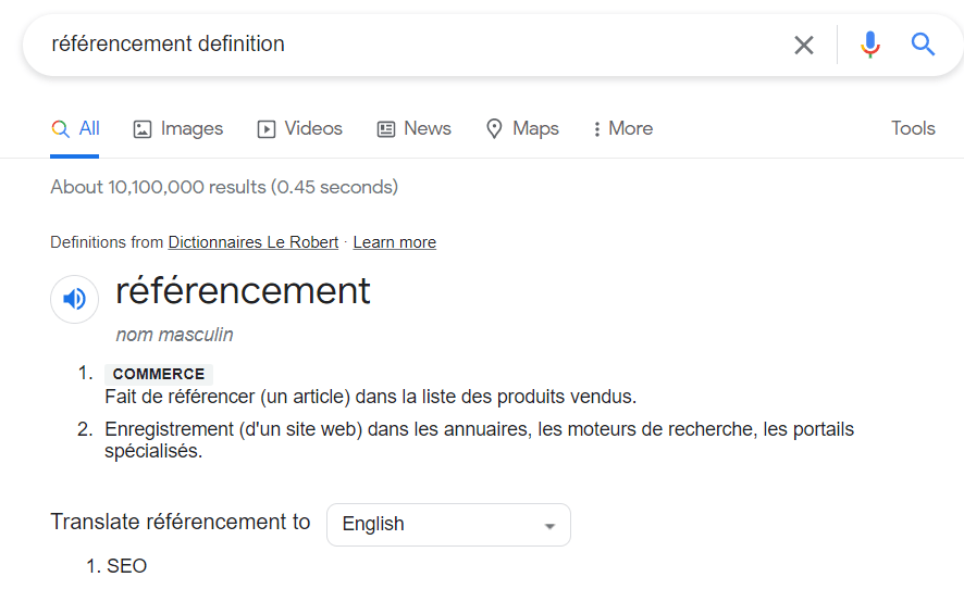 Rechercher la définition des mots