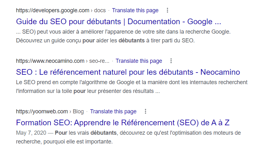 Recherche sites Web contenant des mots cles particuliers dans un titre 