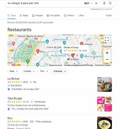 Recherche ou manger a Paris