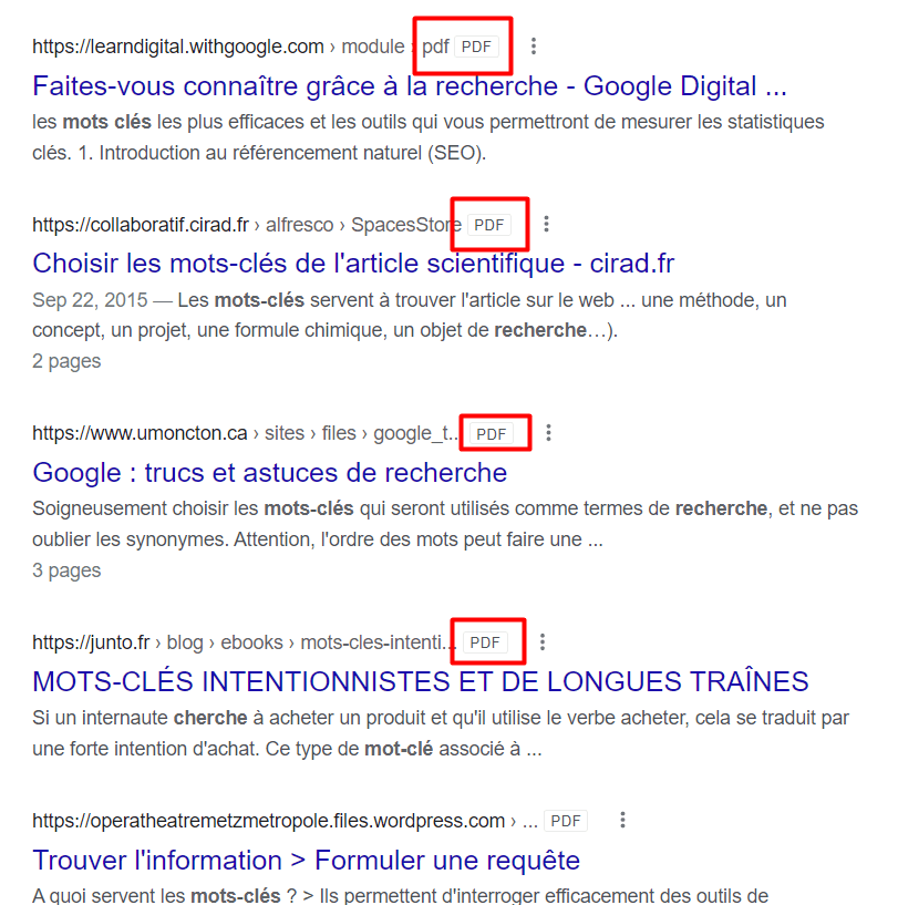 Trouve un format de document spécifique