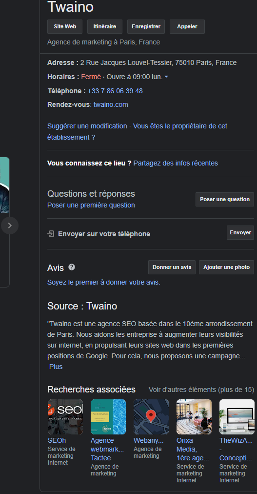  Informations entreprise Twaino