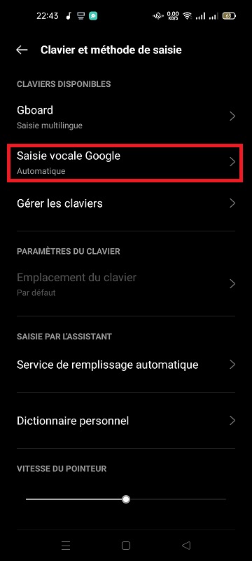 Saisie vocale Google