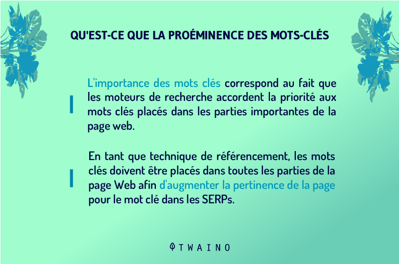 Qu est ce que la proeminene des mots cles