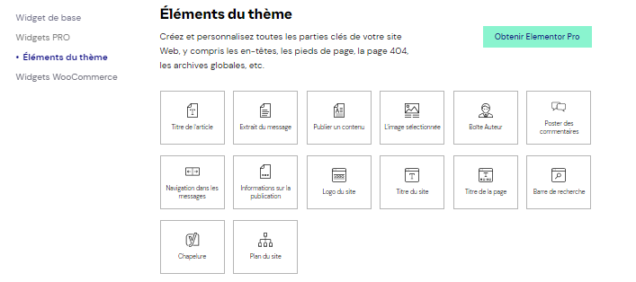 Elements du theme