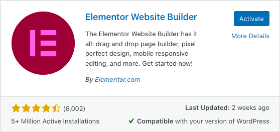 Activate Elementor Website Builder