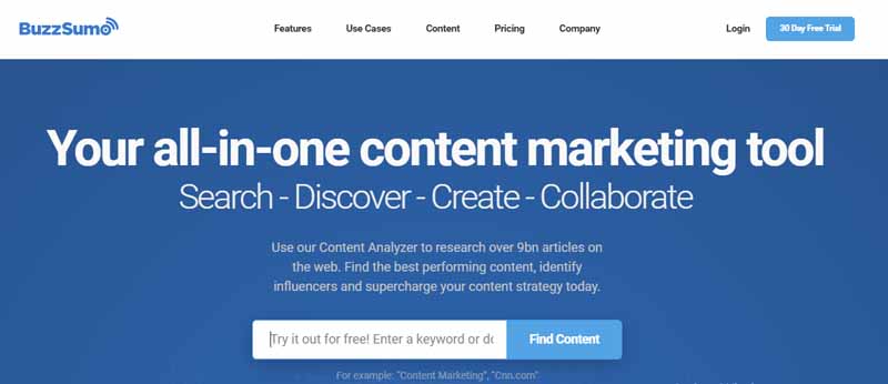 Site web Buzzsumo Marketing tool