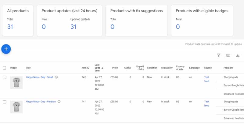 Vos produits dans le Merchant Center