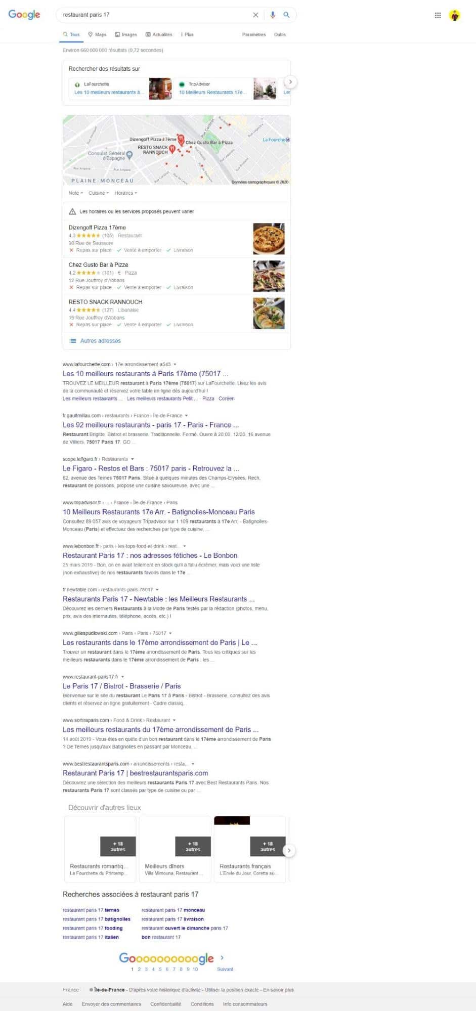 serp-restaurant-paris-17-local-SEO