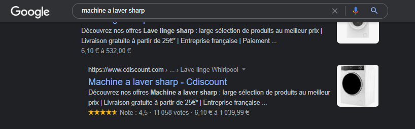 Recherche machine a laver sharp