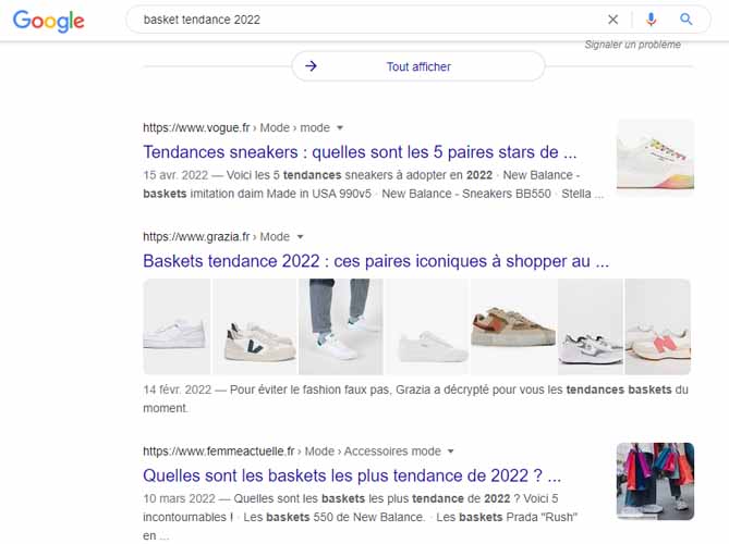 Recherche basket tendance 2022