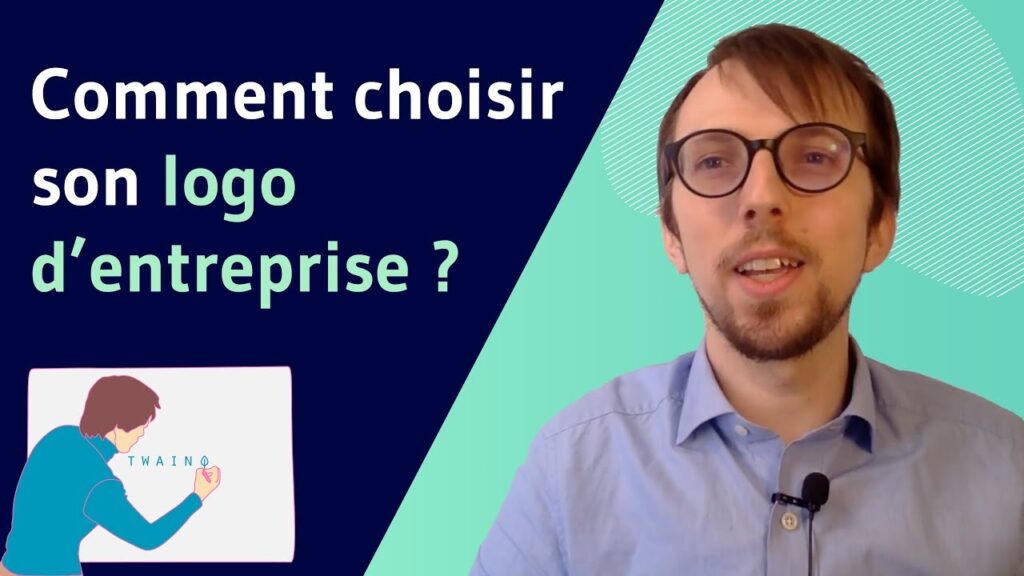 Homme portant lunettes expliquant la conception d'un logo d'entreprise
