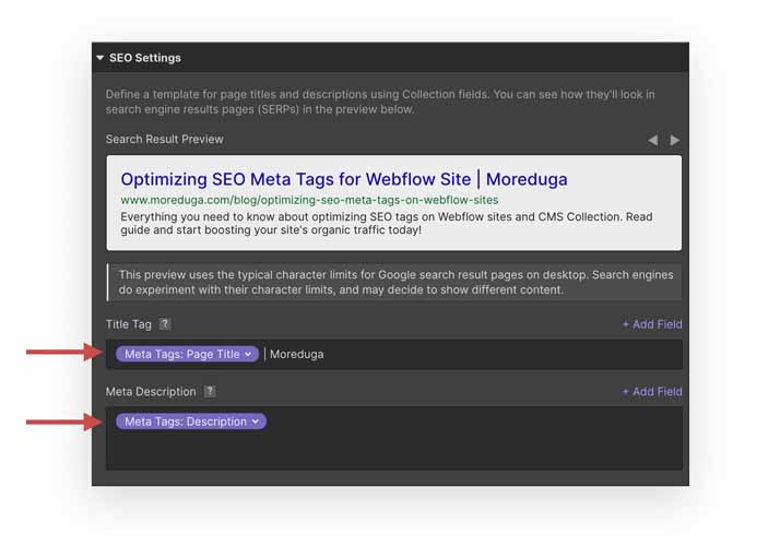 Optimizing SEO Meta Tags for Webflow Site