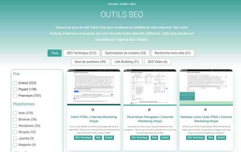 Outils SEO Twaino