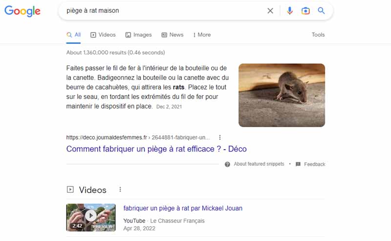 Recherche google piege a rat maison