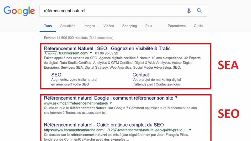 Recherche referencement naturel