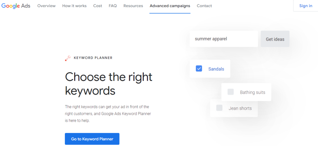  Google Keyword Planner