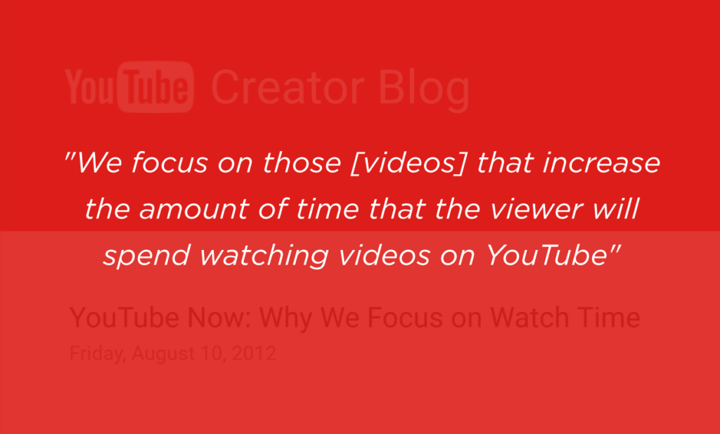 Youtube se concentre sur le temps de visionnage