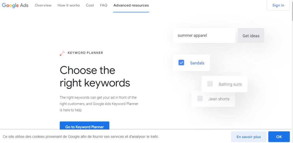 Google keywords planner - mots-clés à longue traîne