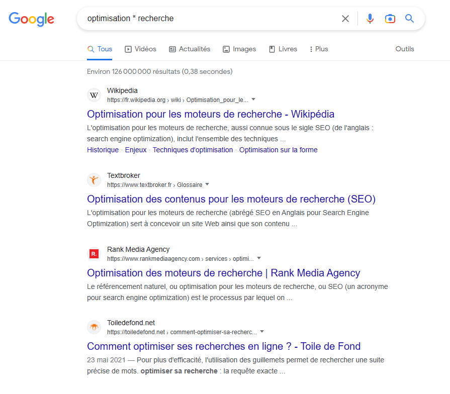 operateur google astérisque