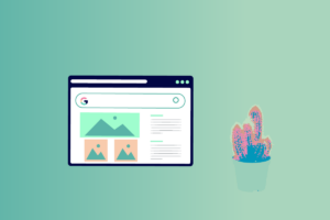 Capture d'écran d'interface web avec illustration d'une personne assise
