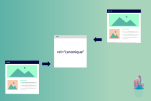 Diagramme de flux montrant la relation entre URL canonique et consolidation de signaux de classement