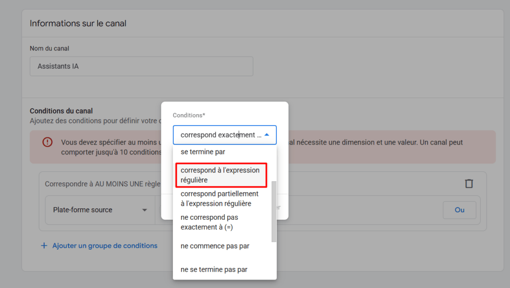 Information sur le canal