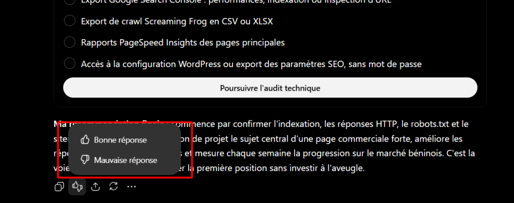 Réponse de ChatGPT