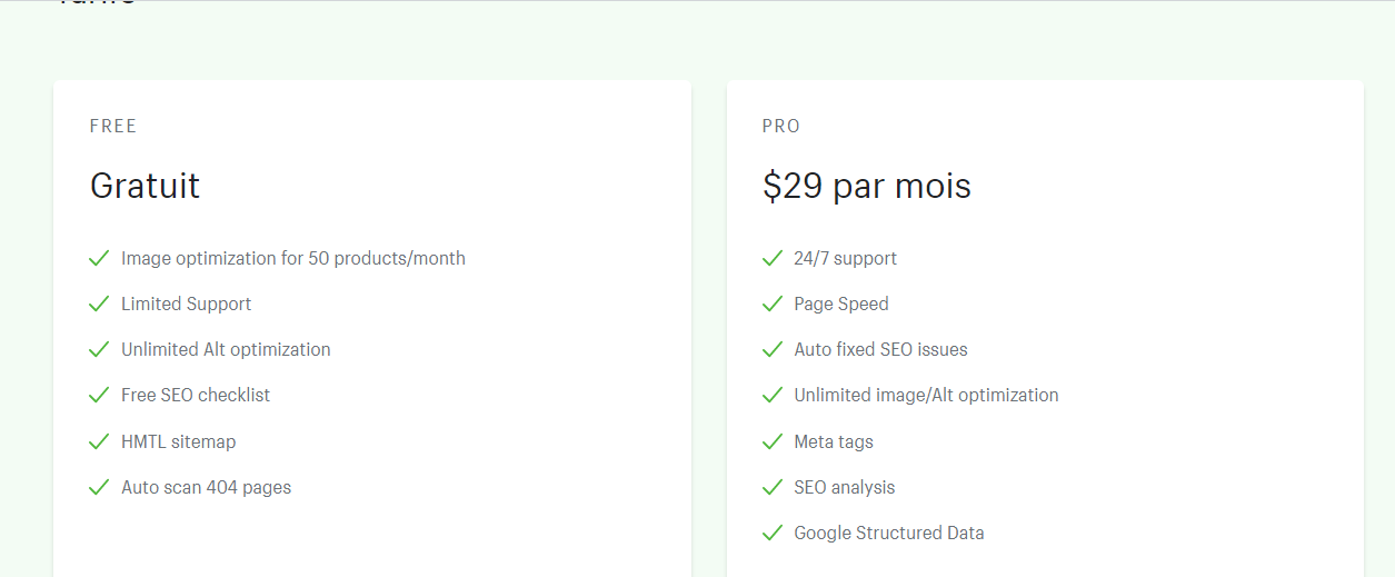 Outil Shopify gratuit et payant Image Optimizer Page Speed