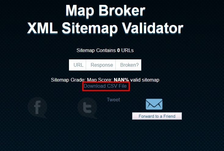 Resultat de verification d un format CSV XML Sitemap Validator
