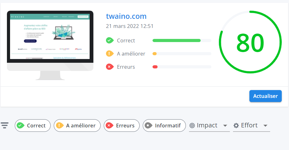 Un score et une checklist marketing WooRank