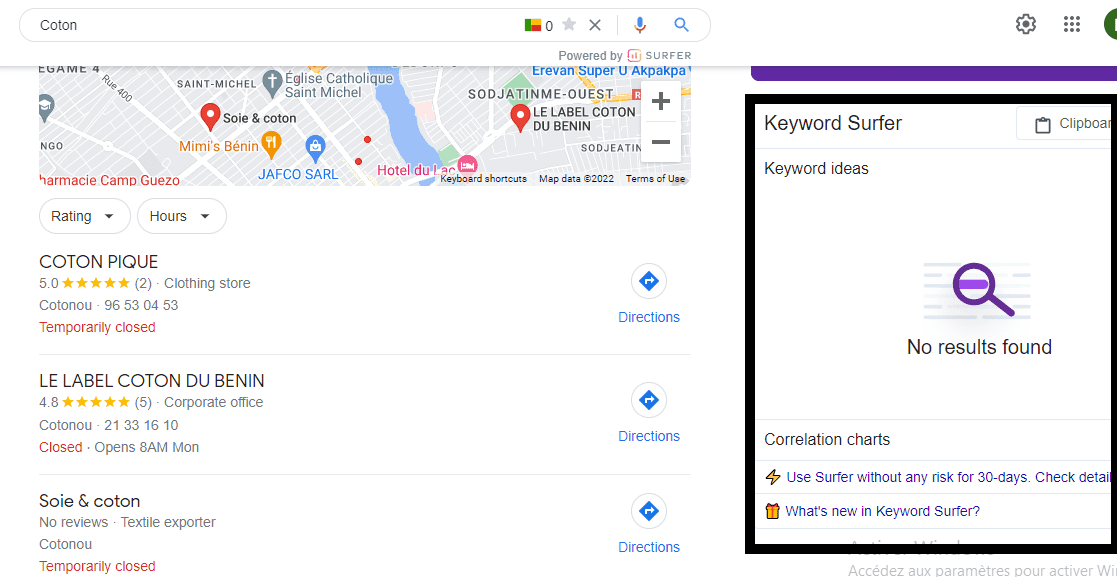 Liste des mots cles similaires sur Google