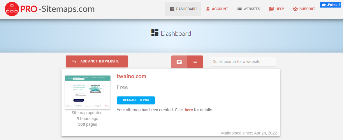 Tableau de bord_XML sitemap