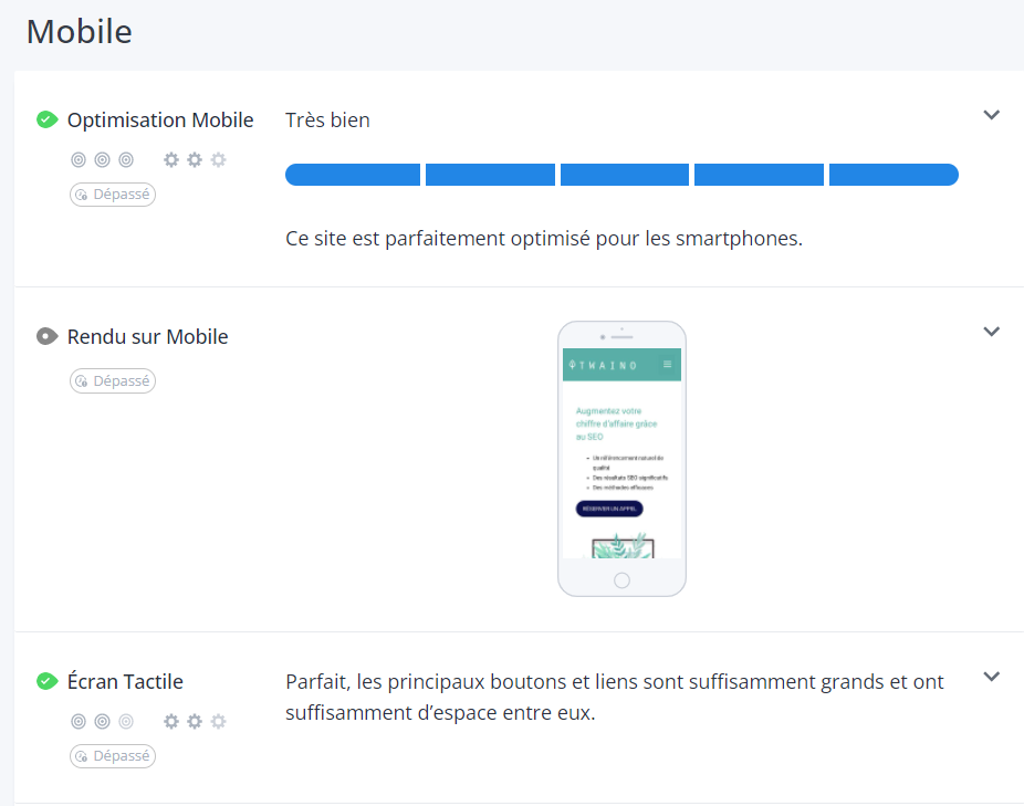 Performance grobale de la version bobile WooRank