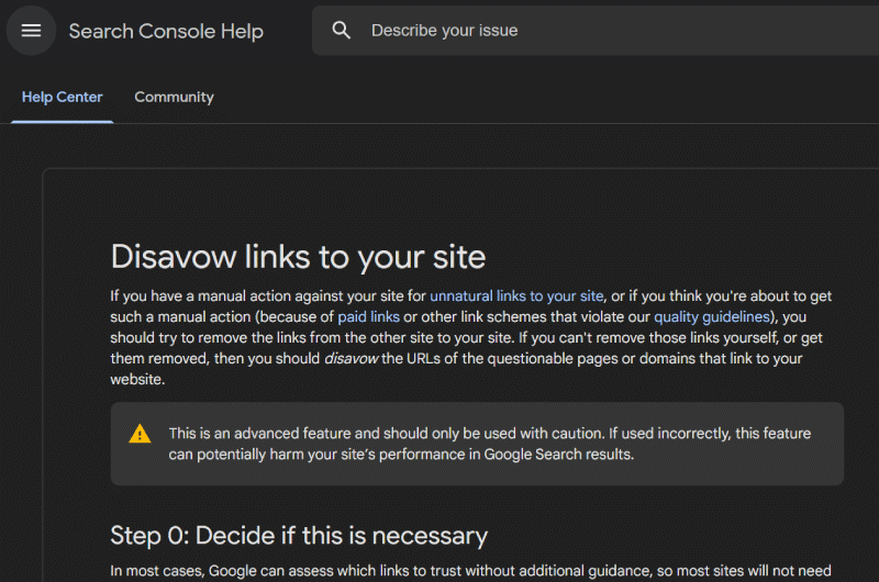 Disavow links