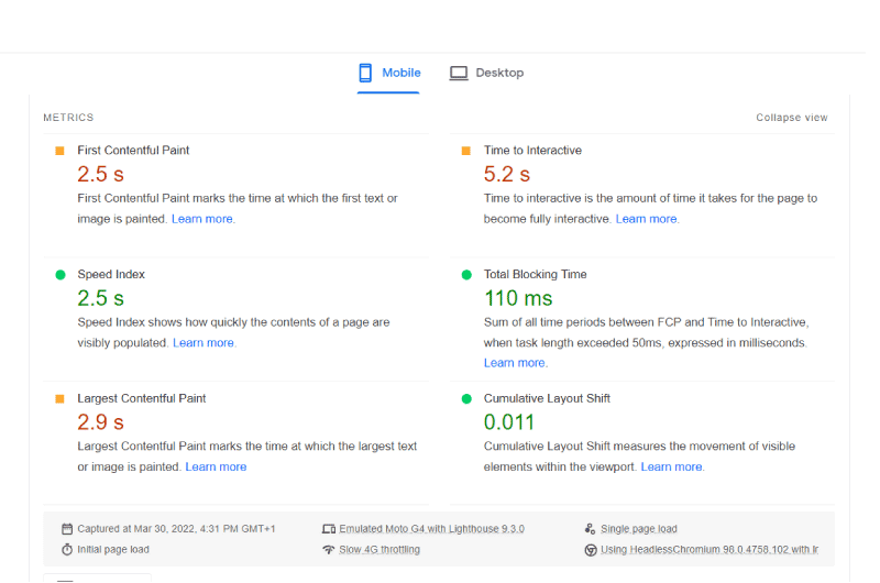 Page Speed Insight