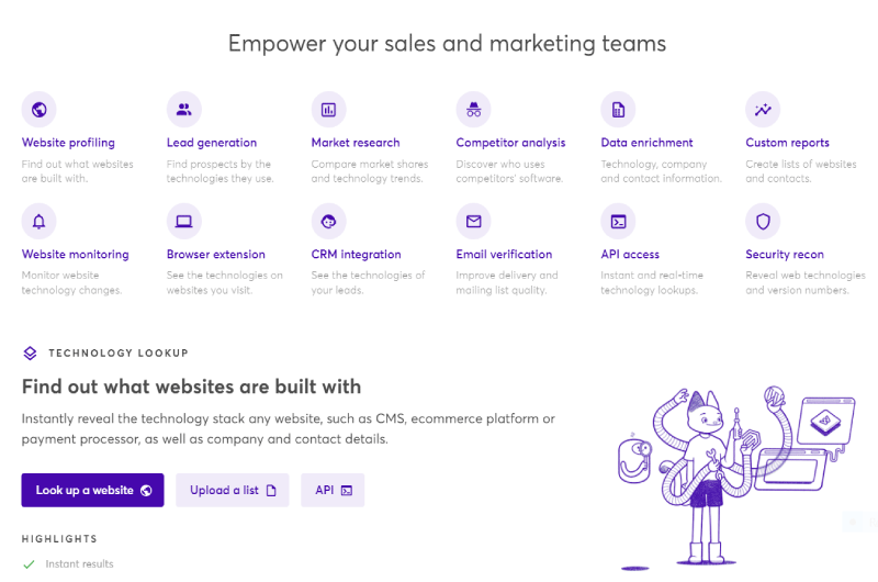 Identify technologies on websites