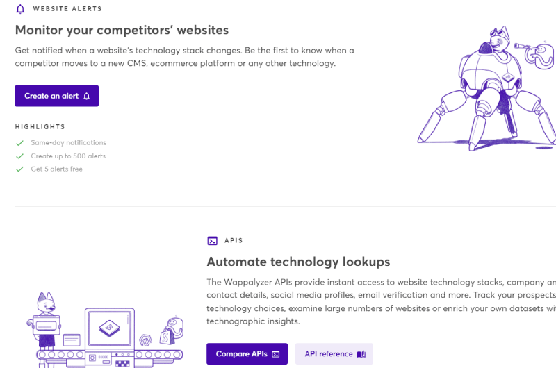 Identify technologies on websites
