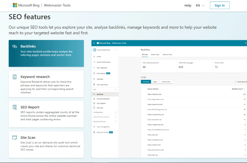 Bing Webmaster tools
