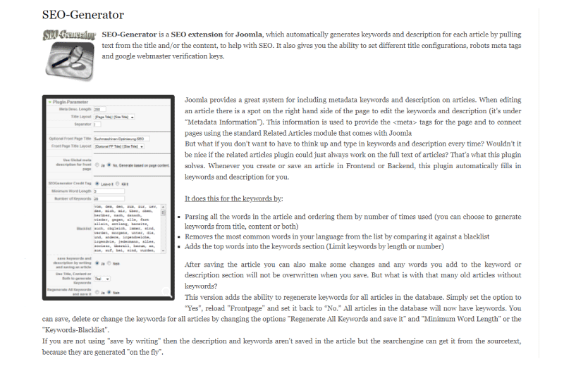Keyword and Description Generator