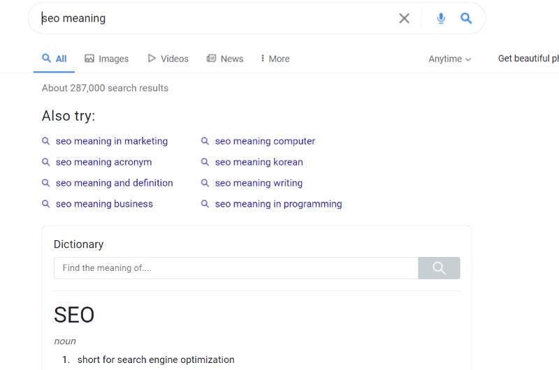 Keywords by Search Engine