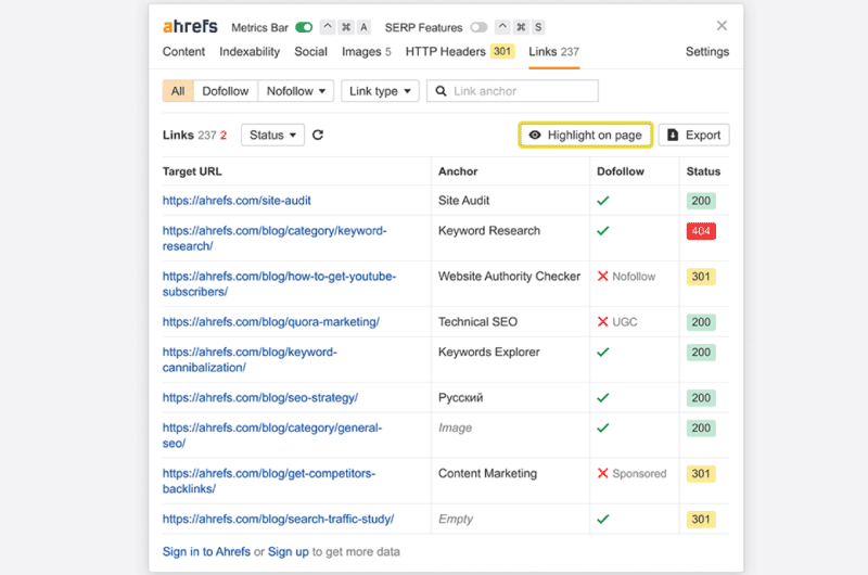 Toolbar SEO