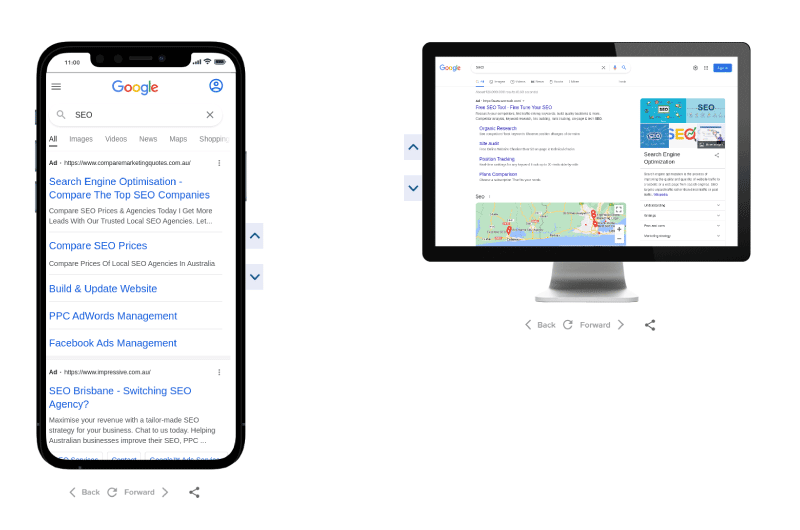 Google results all over the world