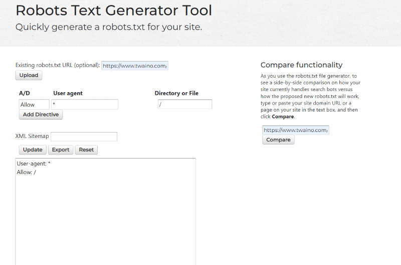 Générateur de fichier Robots TXT